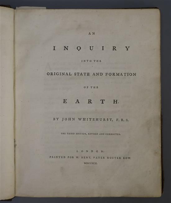 Whitehurst, John - An Inquiry into the Original State and Formation of the Earth ..., 3rd edition, qto, original calf,